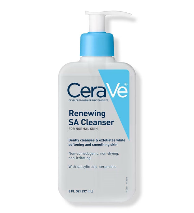 Cerave Renewing SA Cleanser, Salicylic Acid Face Wash for Balanced Skin