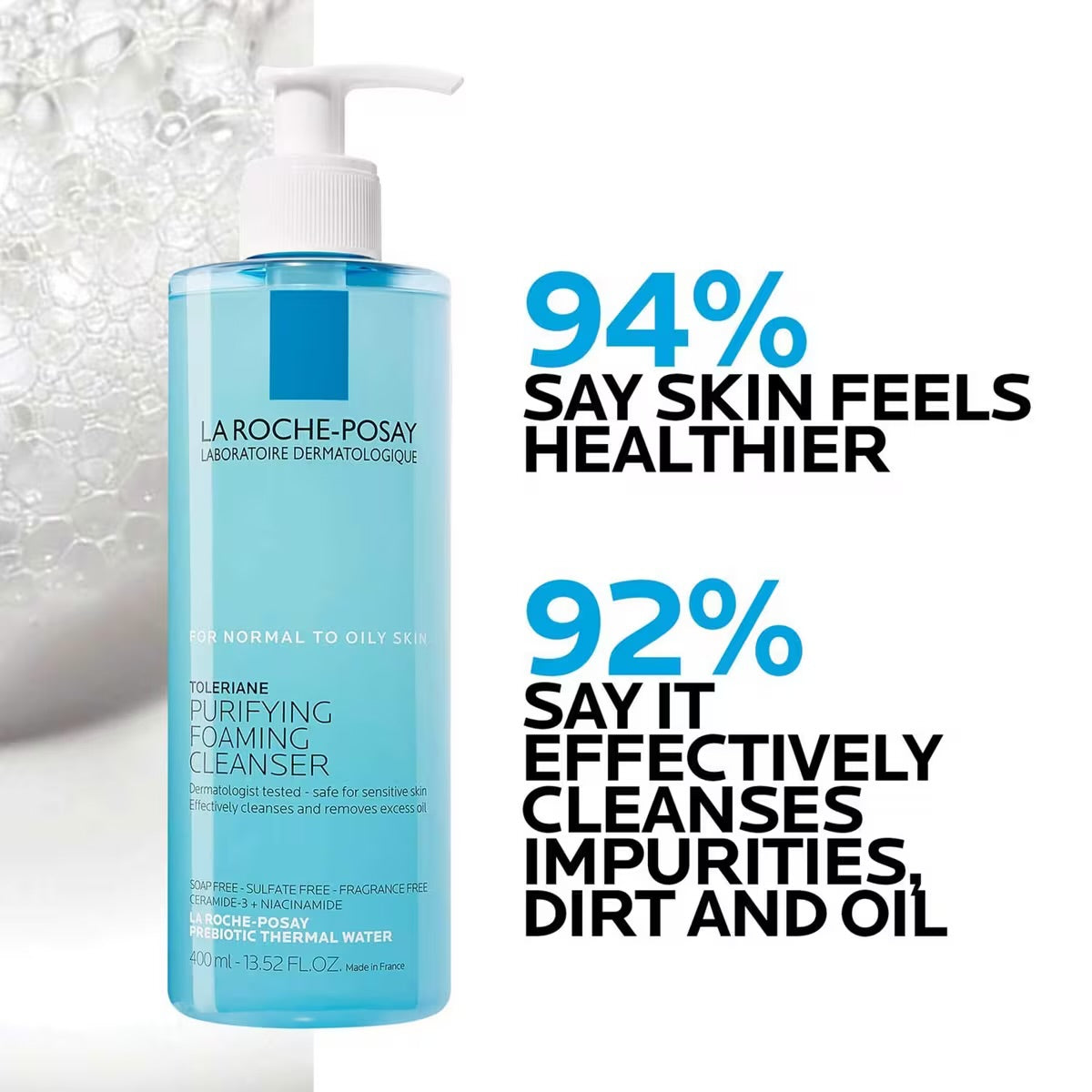 La Roche-Posay Toleriane Purifying Foaming Face Wash for Oily Skin - 400ml