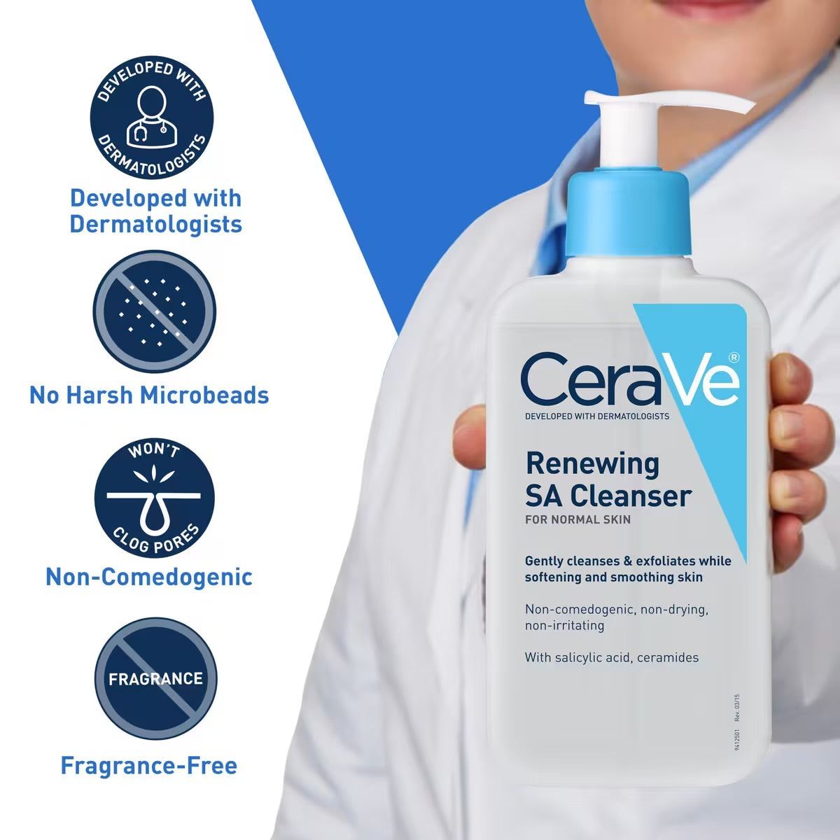 Cerave Renewing SA Cleanser, Salicylic Acid Face Wash for Balanced Skin