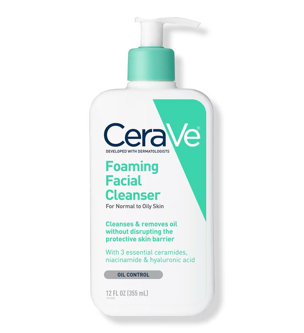 Cerave Foaming Facial Cleanser, Gel-Based Face Wash for Balanced to Oily Skin