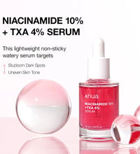 Skincare routine featuring ANUA Niacinamide TXA Serum